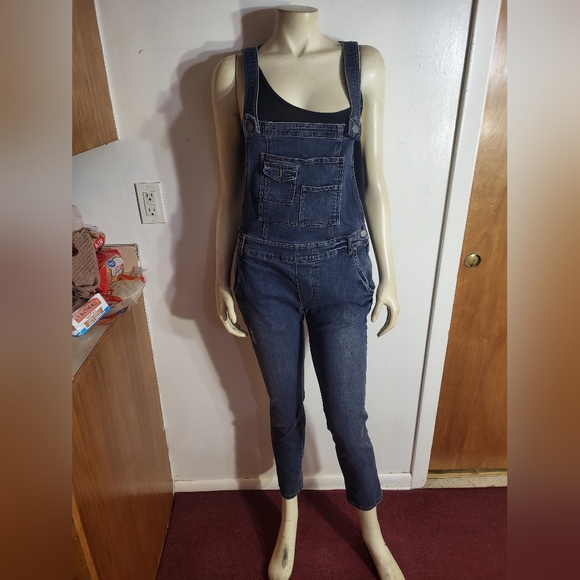 Free People Blue Jean Overalls Sz 27 - Picture 2 of 7